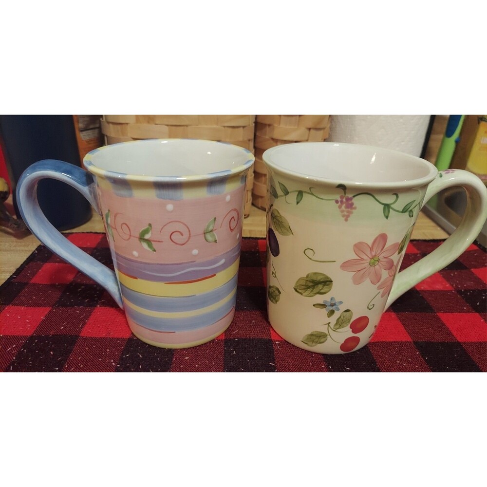 Set of 2 Genuine SONOMA Home Goods "Shabby Chic Look" Coffee Mugs 16oz